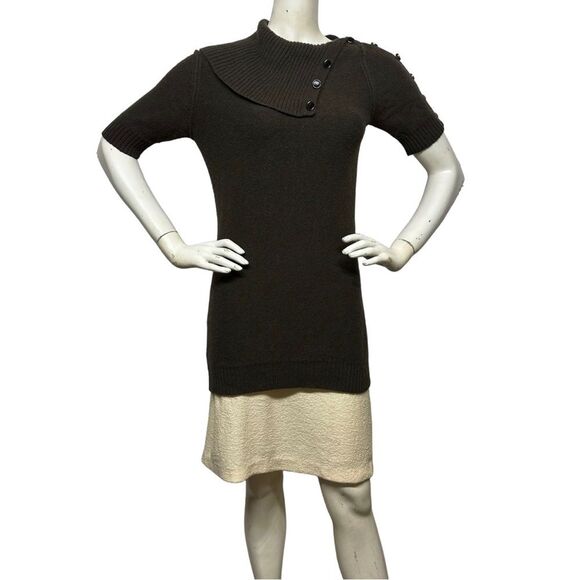 MAGASCHONI 100% Cashmere Tunic Length Sweater Button Up Turtleneck Cowl S M - Picture 10 of 16